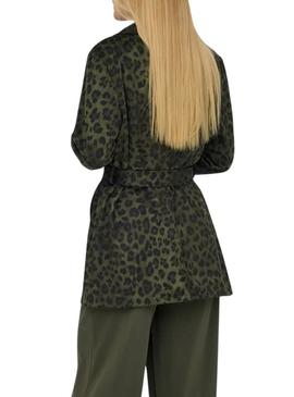 Blazer Only Moon verde animal print para mulher