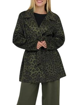 Blazer Only Moon verde animal print para mulher
