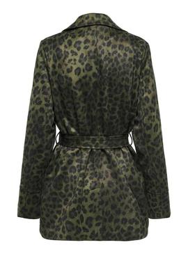 Blazer Only Moon verde animal print para mulher