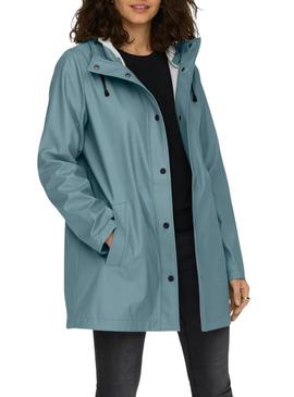 Capa de chuva Only Newellen azul para mulher.