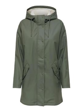 Capa de chuva Only Sally verde para mulher.