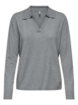 Camisa cinza para mulher Only Libi polo Jersey.