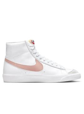 Tênis Nike Blazer Mid 77 branco e rosa para mulher