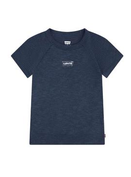 Camiseta Levis Ranglan azul para menina