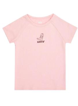 Camiseta Levis Boot rosa para menina