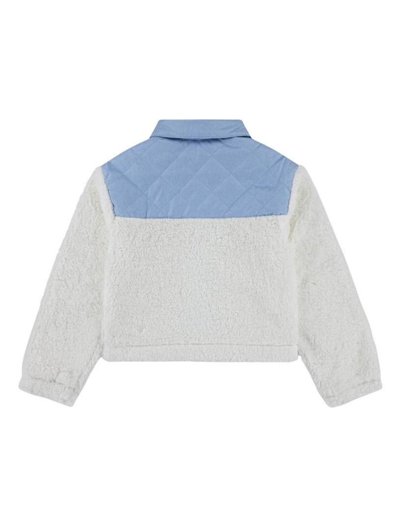 Jaqueta Levis Sherpa branca e azul para menina