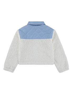 Jaqueta Levis Sherpa branca e azul para menina