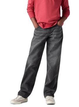 Calça de ganga Levis Stay Loose cinza para criança.