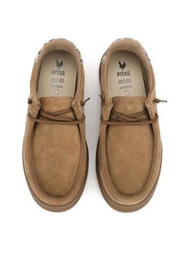 Sapatos Walkin Pitas Lyon camel para mulher.