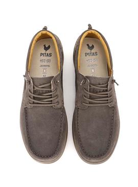 Sapatos náuticos Walkin Pitas Denver cinza para homem.