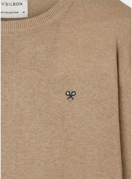 Camiseta básica Silbon bege para homem.