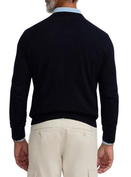 Camisola Silbon Vneck azul marinho para homem