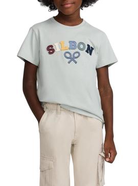 Camiseta Silbon logo multicolor turquesa para criança