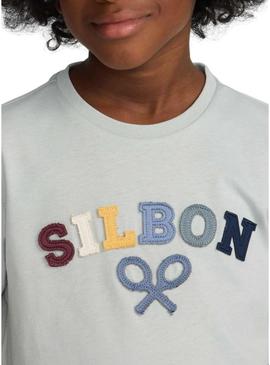 Camiseta Silbon logo multicolor turquesa para criança