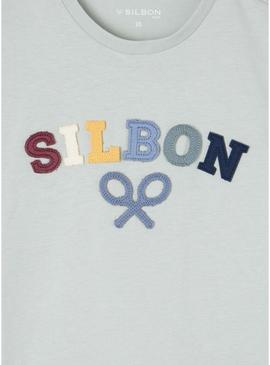 Camiseta Silbon logo multicolor turquesa para criança
