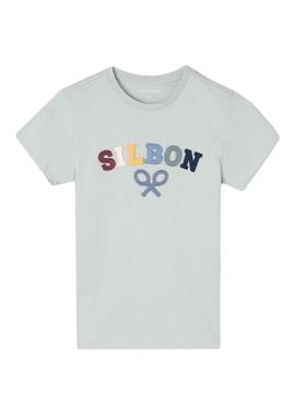 Camiseta Silbon logo multicolor turquesa para criança