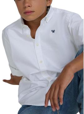 Camisa Silbon Oxford branca para criança.