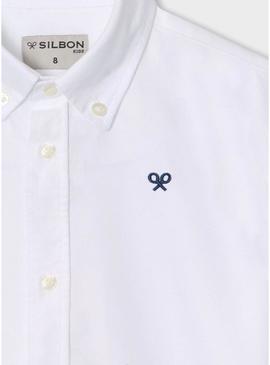 Camisa Silbon Oxford branca para criança.