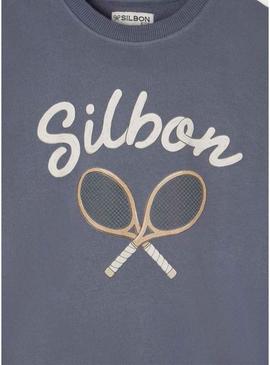 Moleton Silbon Raquete azul vintage para menino