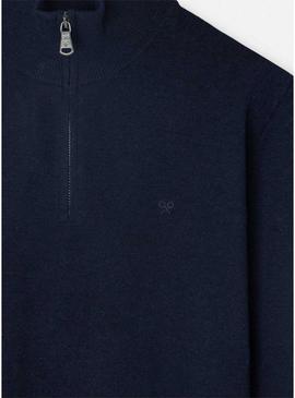 Camisola Silbon meio zíper azul marinho para homem