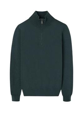 Camisola Silbon verde de meio zíper para homem.