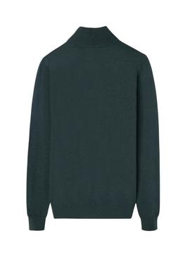 Camisola Silbon verde de meio zíper para homem.