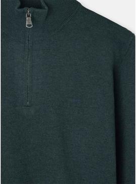 Camisola Silbon verde de meio zíper para homem.
