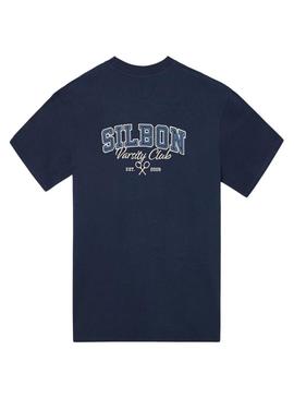 Camiseta Silbon Varsity club azul marinho para homem.