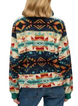 Polar Superdry estampado Henley étnico verde para mulher