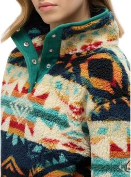 Polar Superdry estampado Henley étnico verde para mulher