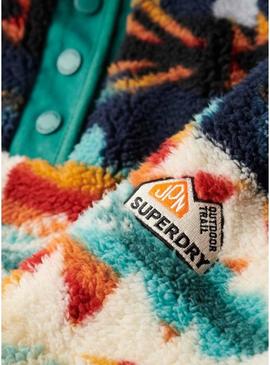 Polar Superdry estampado Henley étnico verde para mulher