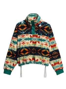 Polar Superdry estampado Henley étnico verde para mulher