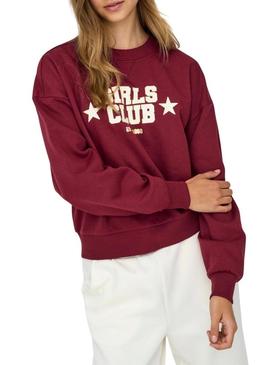 Moletom Only Onjo granate para mulher.