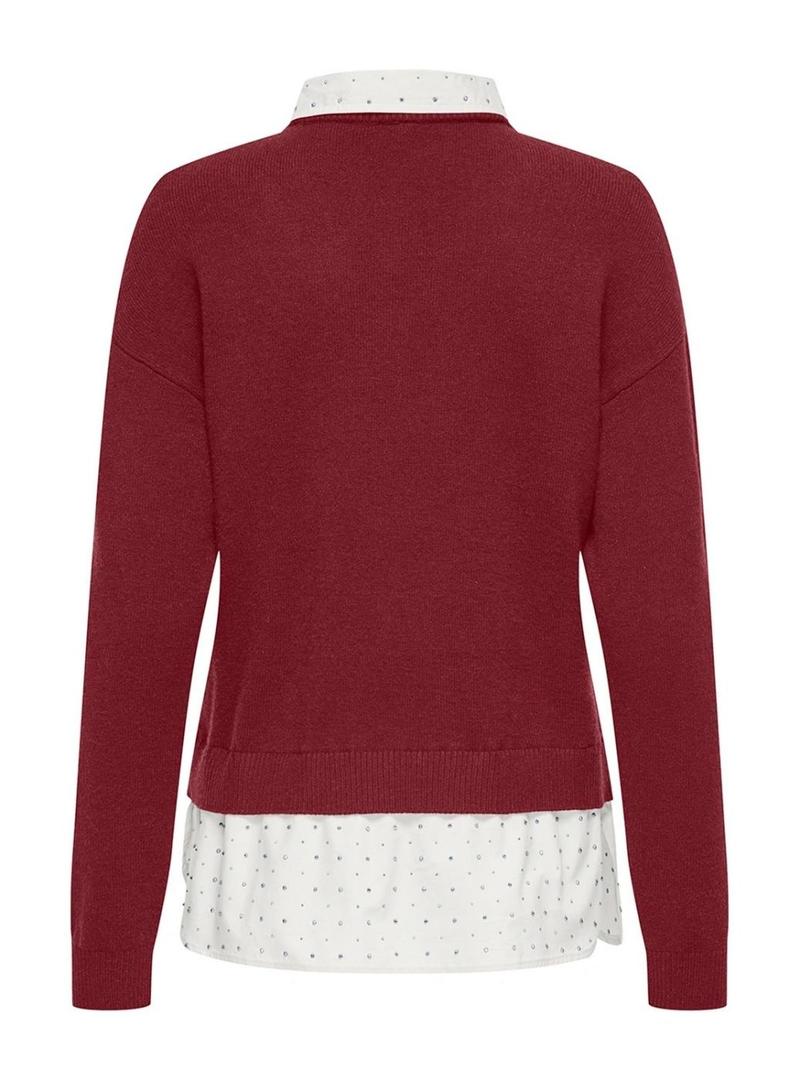 Camisa Dagmar Jersey Only em bordô para mulher.