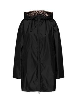 Capa de chuva reversível Only Fry preta e estampa de animal para mulher.
