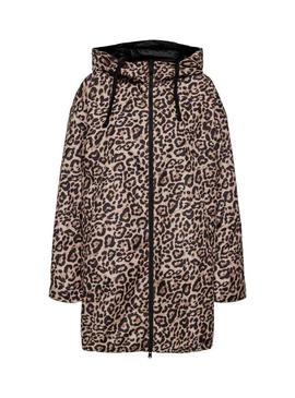 Capa de chuva reversível Only Fry preta e estampa de animal para mulher.