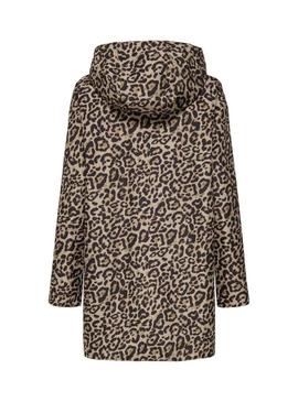 Capa de chuva reversível Only Fry dourada e animal print para mulher.