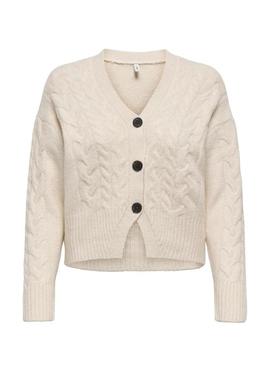 Casaco de malha Only Rio bege para mulher