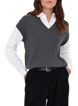 Camisola Only Payson combo camisa e colete cinzento para mulher