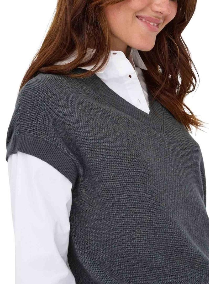 Camisola Only Payson combo camisa e colete cinzento para mulher