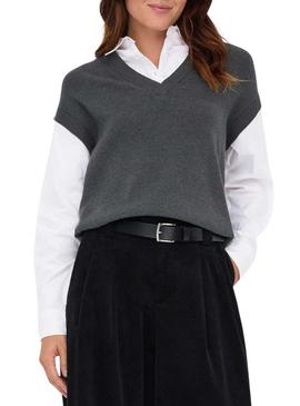 Camisola Only Payson combo camisa e colete cinzento para mulher