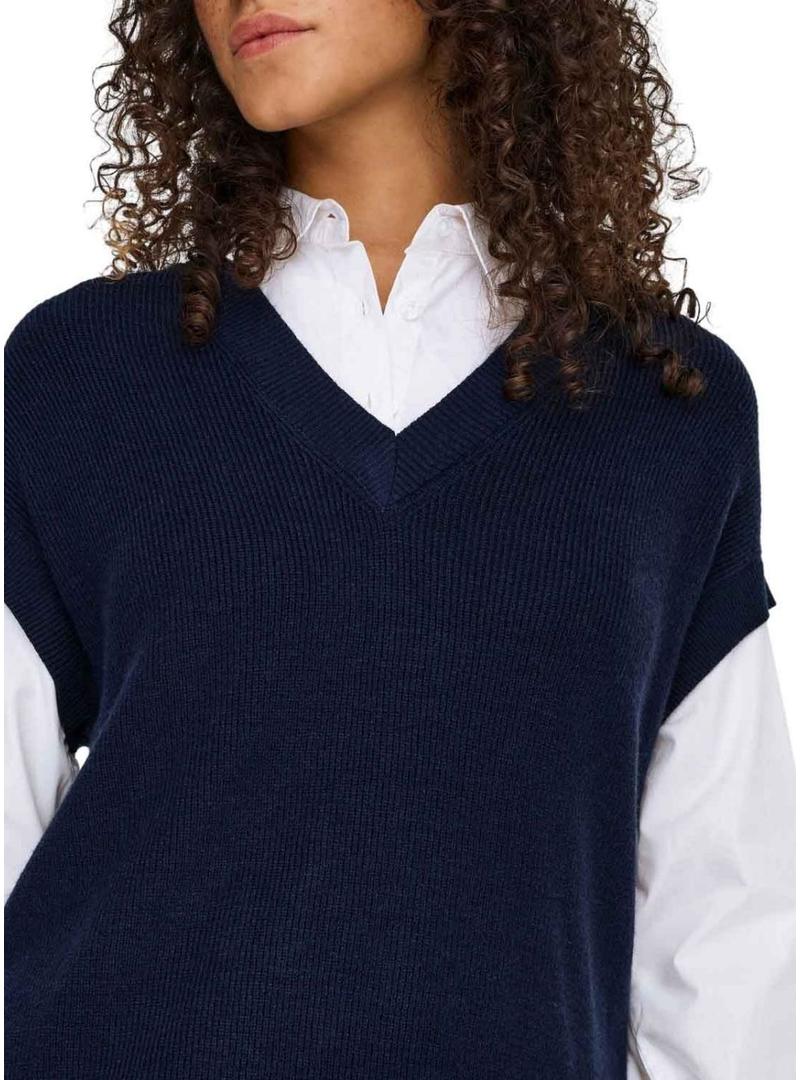 Camisola Only Payson combo camisa e colete marinho para mulher