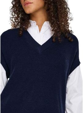 Camisola Only Payson combo camisa e colete marinho para mulher