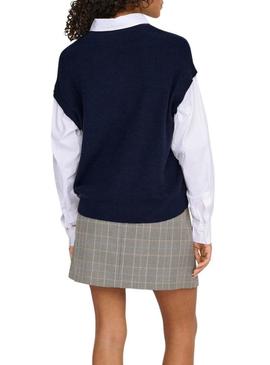 Camisola Only Payson combo camisa e colete marinho para mulher