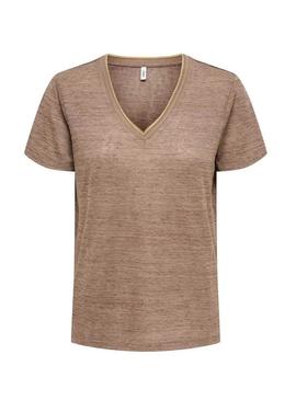 Camiseta Only Beatrice camelo para mulher