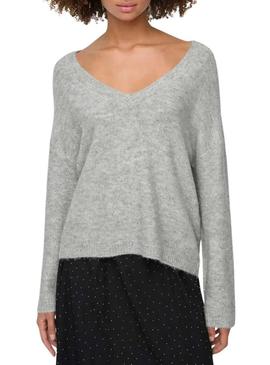 Camisola cinza clara com lantejoulas apenas para mulheres.