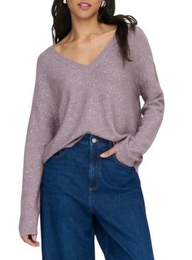 Camisola Only Onlarizona violeta com lantejoulas para mulher.