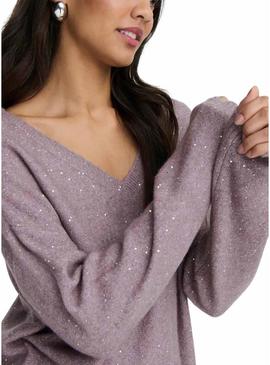 Camisola Only Onlarizona violeta com lantejoulas para mulher.