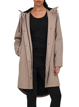 Capa de chuva Only Onlelisa camel para mulher