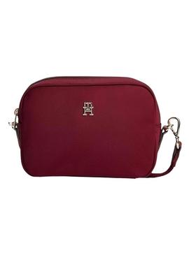 Bolsa Tommy Hilfiger Popette de nylon granate para mulher.